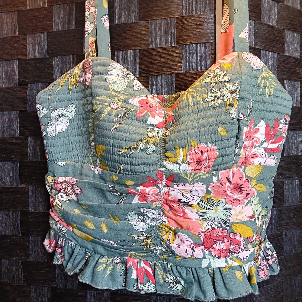 B.O.G. Collective cropped smocked top